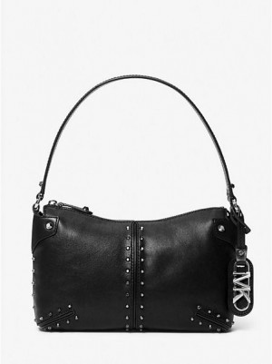 Bolsa De Hombro Michael Kors Astor Large Studded Cuero Mujer Negras | 532718-OBA