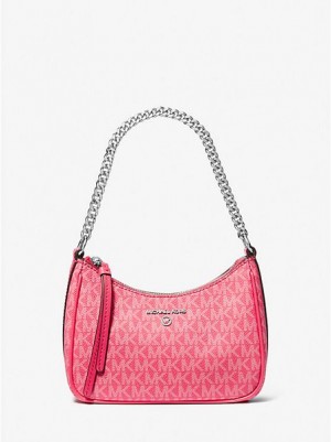 Bolsa De Hombro Michael Kors Jet Set Charm Small Logo Mujer Rosas | 870192-RYV