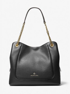 Bolsa De Hombro Michael Kors Piper Large Pebbled Cuero Mujer Negras | 853761-CKS