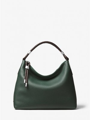 Bolsa De Hombro Michael Kors Skorpios Small Pebbled Cuero Mujer Verde | 385612-NQV