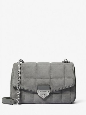 Bolsa De Hombro Michael Kors Soho Large Acolchado Gamuza Mujer Gris | 874136-LSM