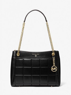 Bolsa De Hombro Michael Kors Susan Medium Acolchado Cuero Mujer Negras | 407185-PTI