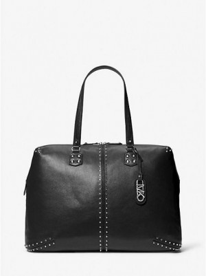 Bolsa Weekend Michael Kors Astor Extra-large Studded Cuero Mujer Negras | 024186-NXQ