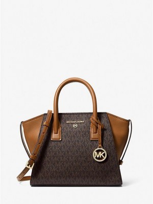 Bolso Satchel Michael Kors Avril Small Logo Mujer Marrones | 317406-LBH