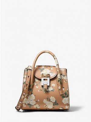 Bolso Satchel Michael Kors Bancroft Mini Floral Calf Cuero Mujer Marrones | 235016-ATF