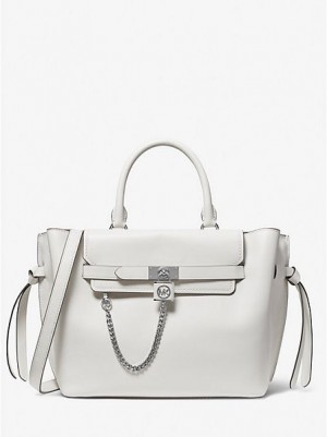 Bolso Satchel Michael Kors Hamilton Legacy Large Cuero Belted Mujer Blancas | 614987-UAC