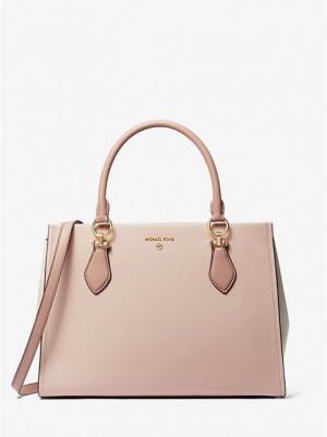 Bolso Satchel Michael Kors Marilyn Large Color-block Saffiano Cuero Mujer Rosas | 780423-FID