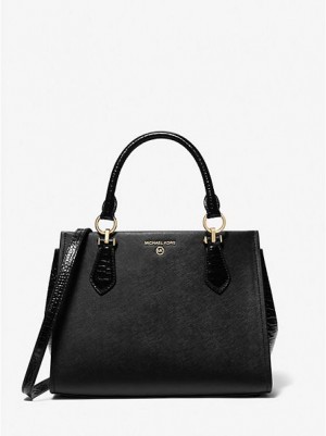 Bolso Satchel Michael Kors Marilyn Medium Saffiano Cuero Mujer Negras | 347682-DVR