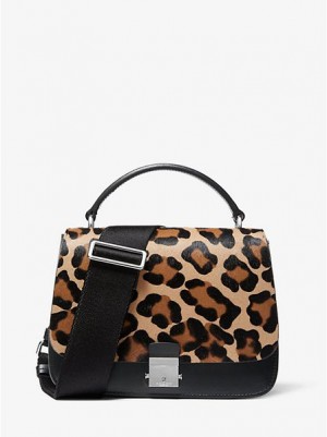 Bolso Satchel Michael Kors Mia Leopard Calf Hair Shoulder Mujer Negras Marrones | 204586-AOQ