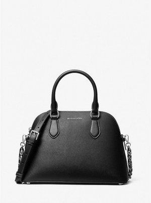 Bolso Satchel Michael Kors Veronica Medium Saffiano Cuero Dome Mujer Negras | 260193-ASX