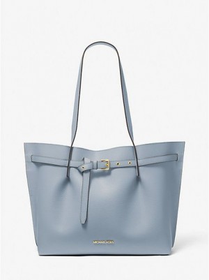 Bolso Tote Michael Kors Emilia Large Pebbled Cuero Mujer Azules | 165324-CIO