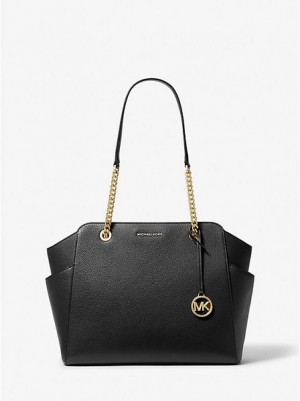 Bolso Tote Michael Kors Jacquelyn Medium Pebbled Cuero Mujer Negras | 719253-YBU