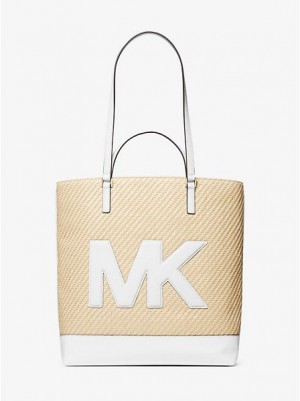 Bolso Tote Michael Kors Kelli Large Logo Straw Mujer Blancas | 630128-DEV