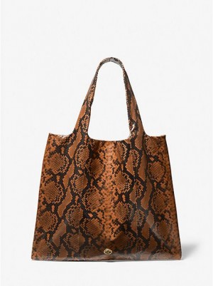 Bolso Tote Michael Kors Monogramme Python Embossed Cuero Mujer Marrones | 598243-PCW