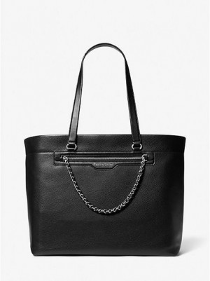 Bolso Tote Michael Kors Slater Large Pebbled Cuero Mujer Negras | 572694-MXB