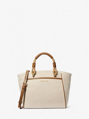 Bolso Tote Michael Kors Talia Small Algodon Lona Mujer Beige | 031786-GRW