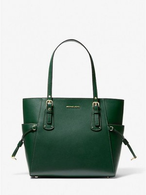 Bolso Tote Michael Kors Voyager Small Crossgrain Cuero Mujer Verde | 598701-YQE