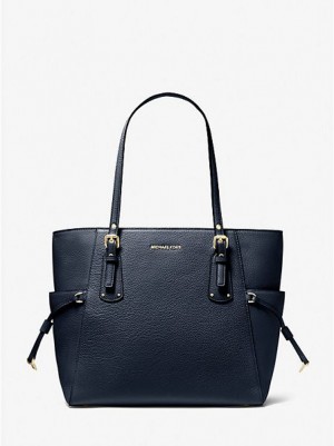 Bolso Tote Michael Kors Voyager Small Pebbled Cuero Mujer Azul Marino | 064173-OLT