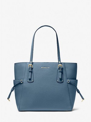 Bolso Tote Michael Kors Voyager Small Pebbled Cuero Mujer Azules | 927168-JPR