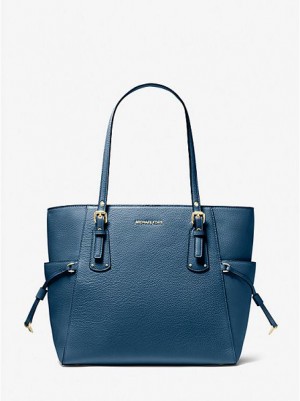 Bolso Tote Michael Kors Voyager Small Pebbled Cuero Mujer Azules | 916370-WHU