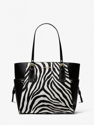 Bolso Tote Michael Kors Voyager Small Zebra Printed Calf Hair Mujer Negras | 724935-GLO