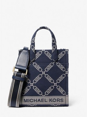 Bolsos Cruzados Michael Kors Gigi Extra-small Empire Logo Jacquard Mujer Azul Marino Multicolor | 026413-TGO