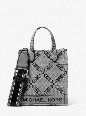 Bolsos Cruzados Michael Kors Gigi Extra-small Empire Logo Jacquard Mujer Beige Negras | 298170-JDG