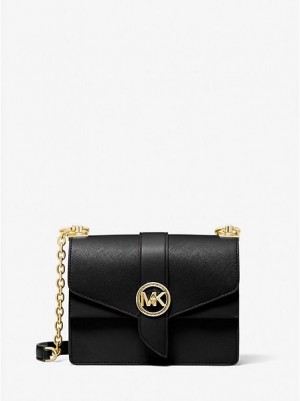 Bolsos Cruzados Michael Kors Greenwich Small Saffiano Cuero Mujer Negras | 629453-BPL