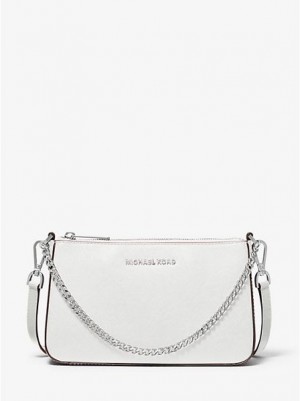 Bolsos Cruzados Michael Kors Jet Set Medium Saffiano Cuero Mujer Blancas | 574823-AKU