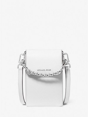 Bolsos Cruzados Michael Kors Jet Set Small Pebbled Cuero Chain-link Smartphone Mujer Blancas | 319207-BON