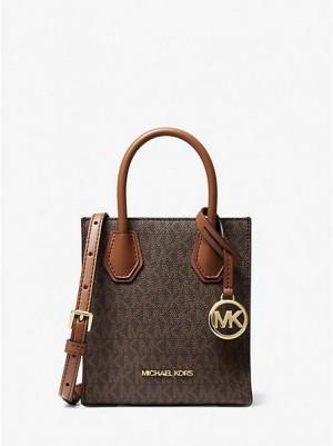 Bolsos Cruzados Michael Kors Mercer Extra-small Logo And Cuero Mujer Marrones | 026154-RDV