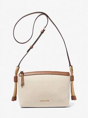 Bolsos Cruzados Michael Kors Talia Medium Algodon Lona Mujer Beige | 087624-SJY