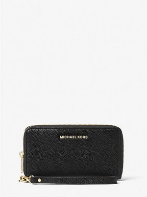 Carteras Michael Kors Large Pebbled Cuero Smartphone Mujer Negras | 518742-ZIB