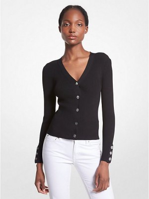 Cárdigan Michael Kors Acanalado Stretch Knit Mujer Negras | 897625-AQF