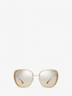 Gafas de Sol Michael Kors Amsterdam Mujer Doradas | 635984-RTX