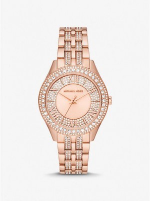 Relojes Michael Kors Harlowe Pave Mujer Rosas Doradas | 758419-VNZ