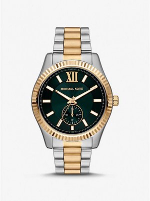 Relojes Michael Kors Lexington Oversized Hombre Plateadas Doradas | 146572-BHY