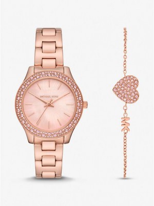 Relojes Michael Kors Liliane Pave Mujer Rosas Doradas | 102968-FLQ