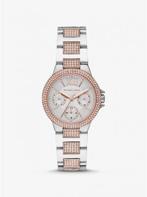 Relojes Michael Kors Mini Camille Pave Mujer Plateadas Rosas | 671042-ZYS