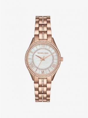 Relojes Michael Kors Mini Lauryn Pave Mujer Rosas Doradas | 029716-SWI