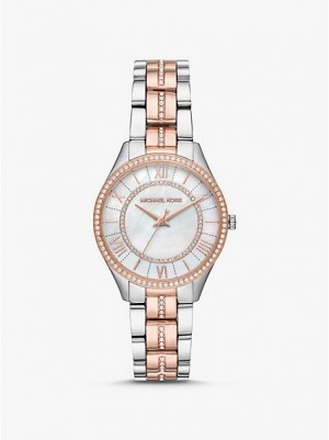 Relojes Michael Kors Mini Lauryn Pave Mujer Plateadas Rosas | 623758-ELJ