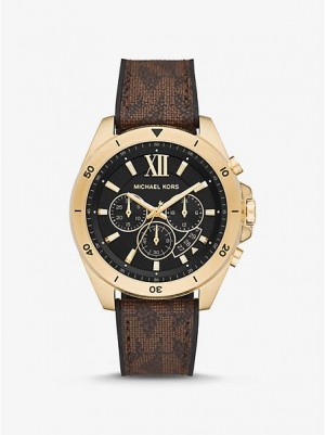 Relojes Michael Kors Oversized Brecken Logo Hombre Doradas | 087312-EQZ