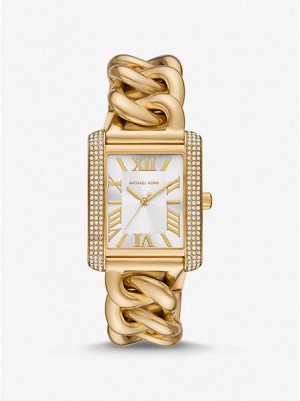 Relojes Michael Kors Oversized Emery Pave Curb Link Mujer Doradas | 520693-SEX