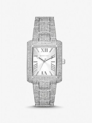 Relojes Michael Kors Oversized Emery Pave Mujer Plateadas | 794382-BWV