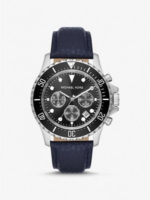 Relojes Michael Kors Oversized Everest And Pebbled Cuero Hombre Plateadas | 829706-CVA