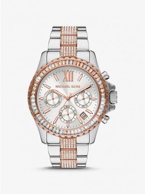 Relojes Michael Kors Oversized Everest Pave Mujer Plateadas Rosas | 204815-INA