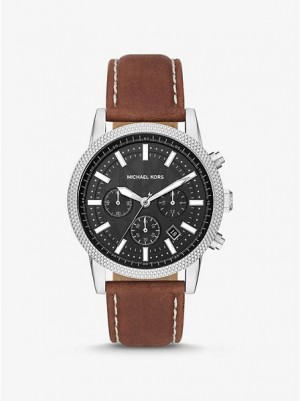 Relojes Michael Kors Oversized Hutton And Cuero Hombre Plateadas | 408192-DJS