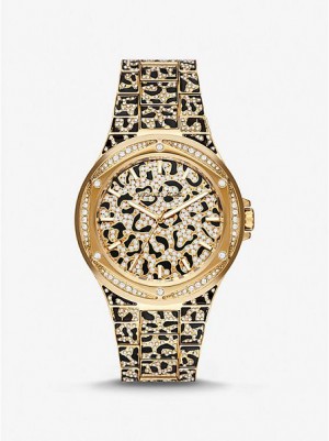 Relojes Michael Kors Oversized Lennox Animal Pave Mujer Doradas | 724038-XCQ