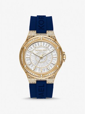 Relojes Michael Kors Oversized Lennox Pave And Silicona Mujer Doradas | 127380-BNO