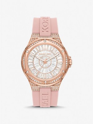 Relojes Michael Kors Oversized Lennox Pave And Silicona Mujer Rosas Doradas | 308792-OFJ